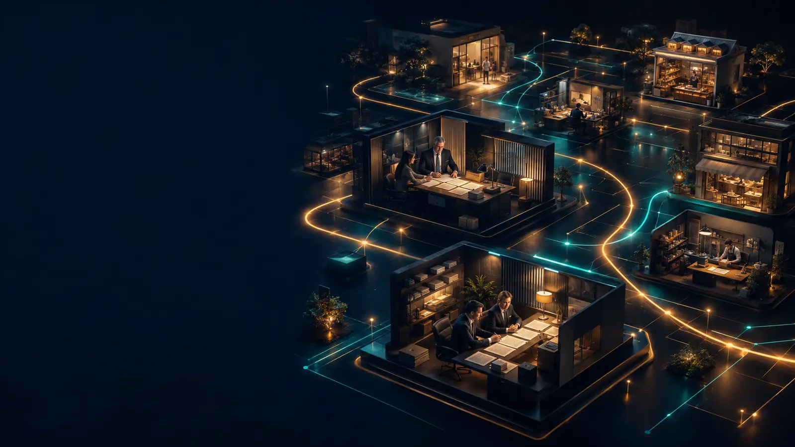 Studi professionali e imprese collegati da percorsi luminosi